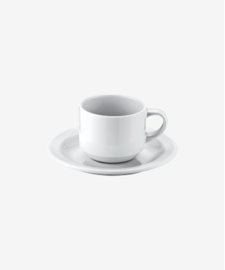 Tasse et Sous-Tasse Blanche - Aspect Porcelaine