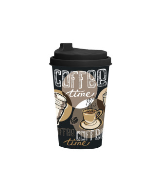 Gobelet 340ml type mug simple paroi pour café ou thé Contenance:0,340L Décor:Coffee Time