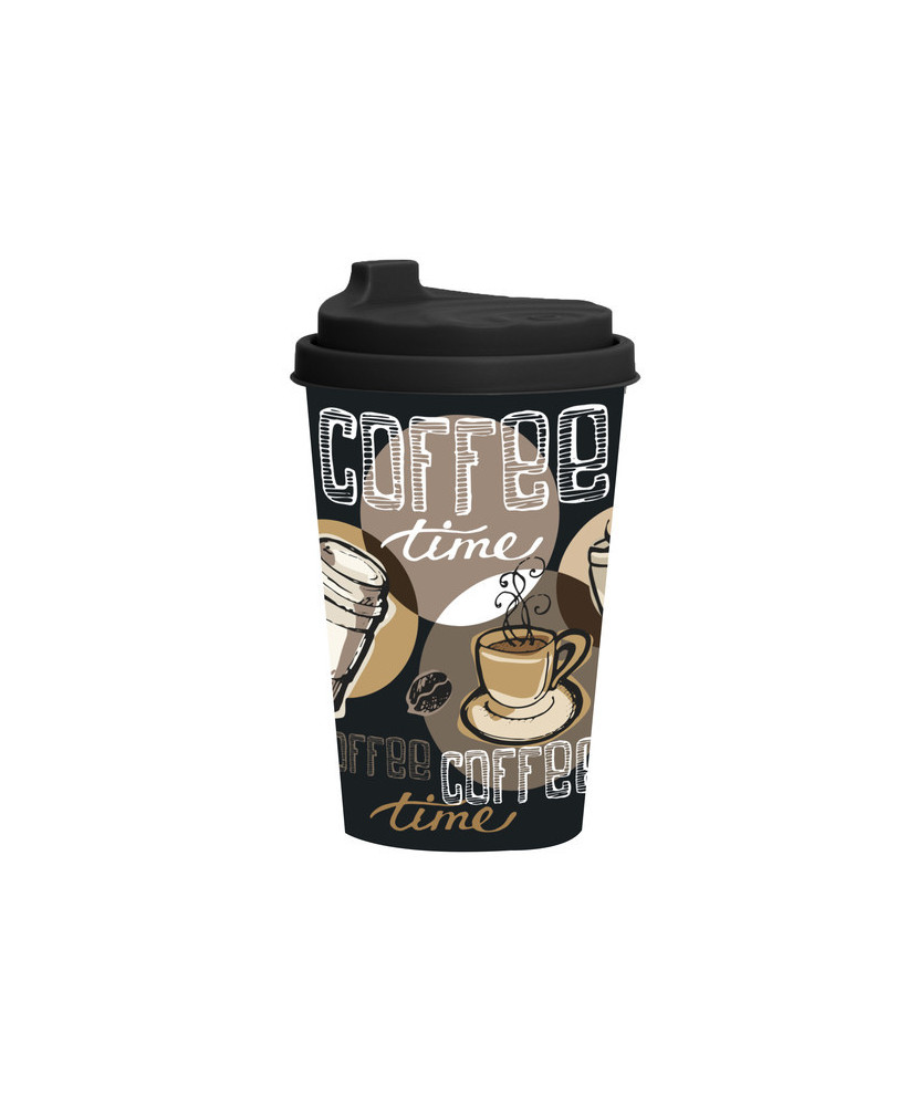 Gobelet 340ml type mug simple paroi pour café ou thé Contenance:0,340L Décor:Coffee Time