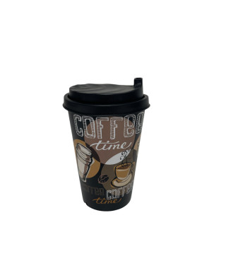 Gobelet 340ml type mug simple paroi pour café ou thé Contenance:0,340L Décor:Coffee Time