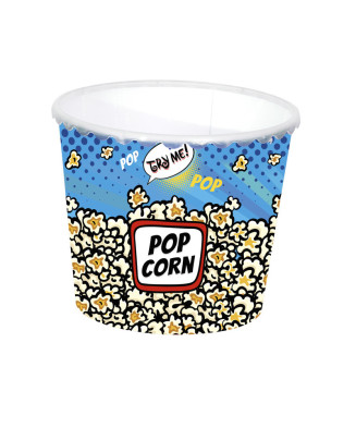 Seau 2,3L à bonbon ou apéro, décor Pop-corn bleu