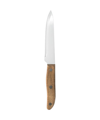 Kobe couteau à viande avec dentelure manche en bois naturel L.244 mm 