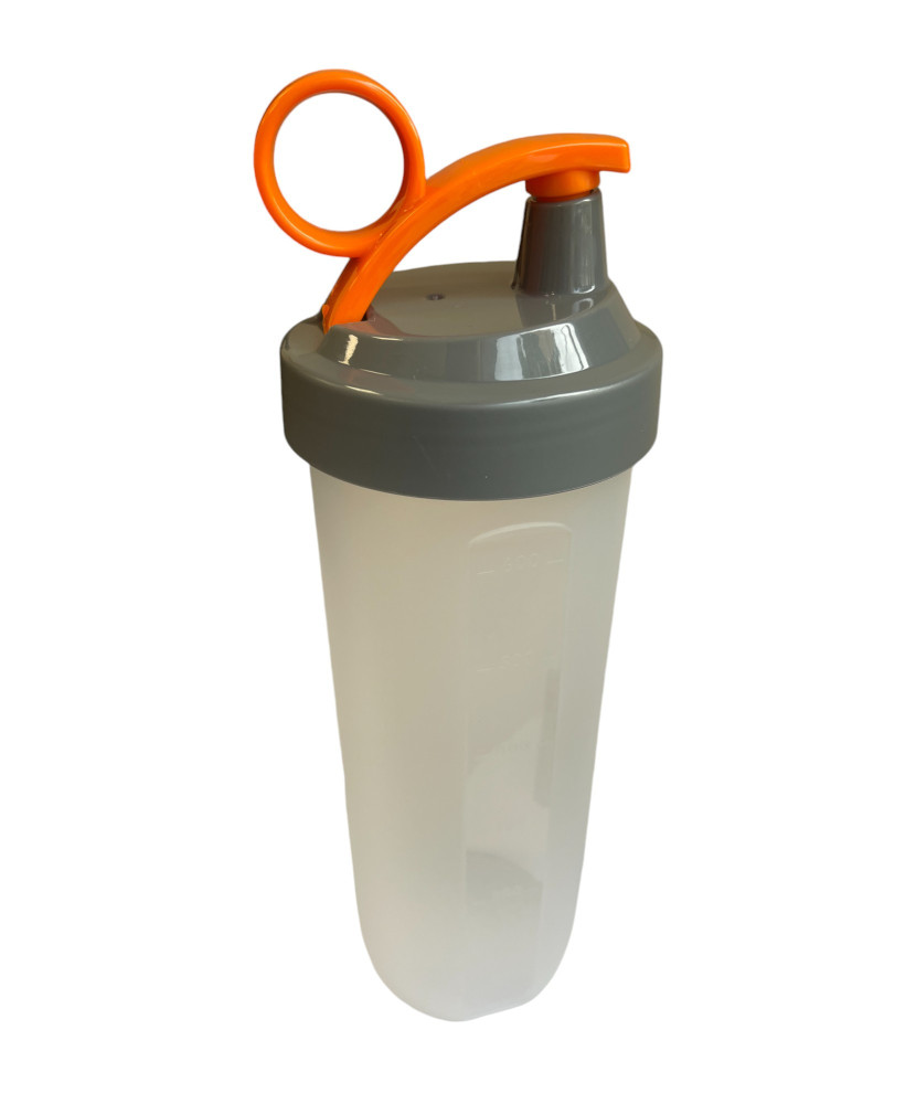 Gourde shaker sport, graduée, 600 ml, Orange,Transparent 