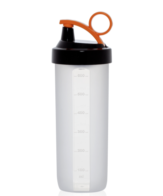 Gourde shaker sport, graduée, 600 ml, Orange,Transparent 