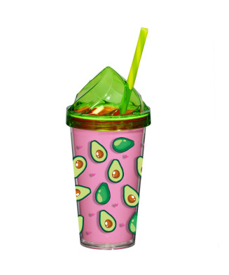 Gobelet thermo 540ml avec paille, décor Avocat, type : Glace 