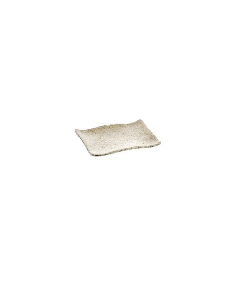 Assiette rectangle, Blanc Granite, 100% Mélamine Dimensions:L.13.5 x l.19 x h.2.1 cm